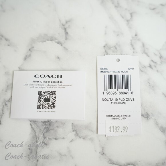 NWT Coach CBK65 Nolita 19 With Plaid Print in Bright Maize - Picture 9 of 9